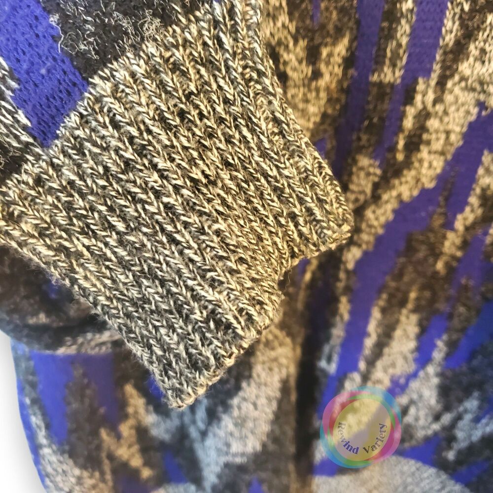 Vintage Spettro Geometric Knit Sweater Purple Men L - Picture 6 of 14